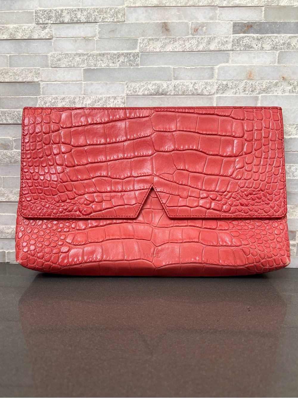 Vince V Croc-Embossed Clutch Bag